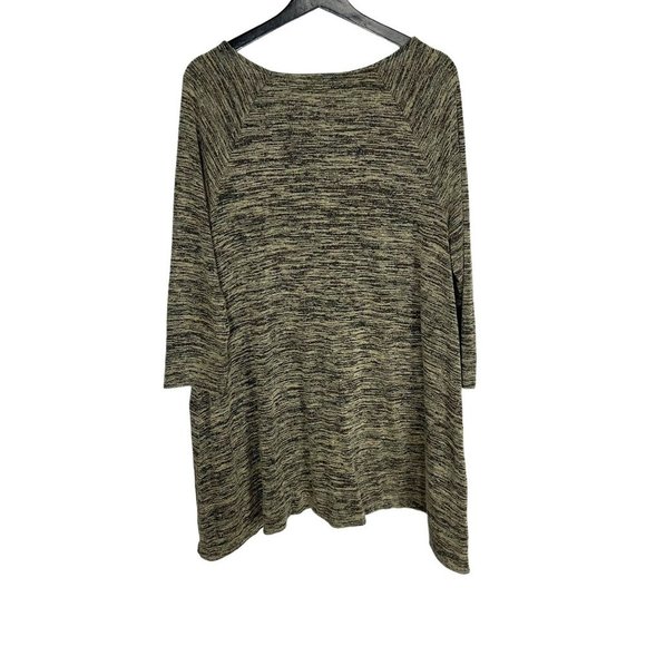 Soma Black Tan Long Sleeve Marled Tunic Top XL - Picture 2 of 7